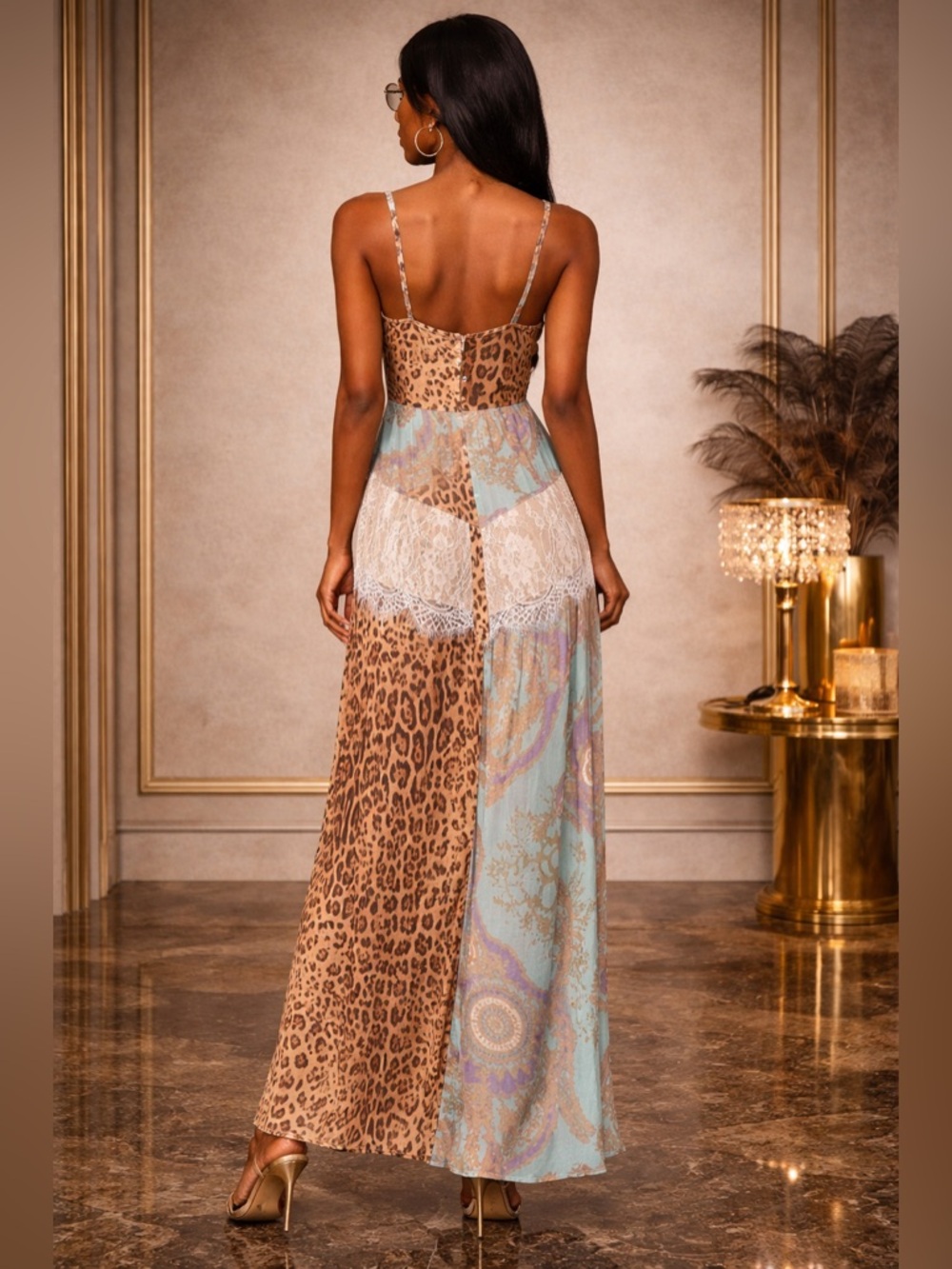 Leopard Print Patchwork Dress – Statement, Vacation, Night Out Look - Picture 4 of 4